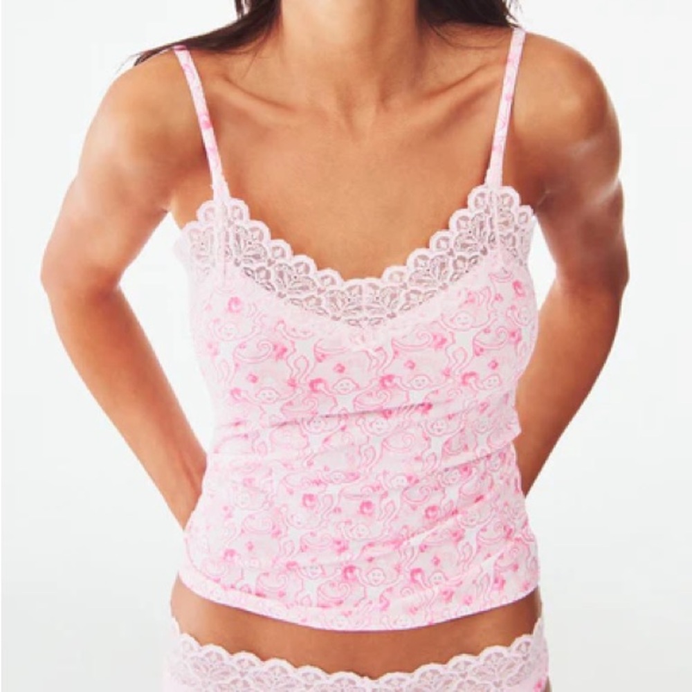 Roller rabbit monkey rosette Perry cami | pink | size small